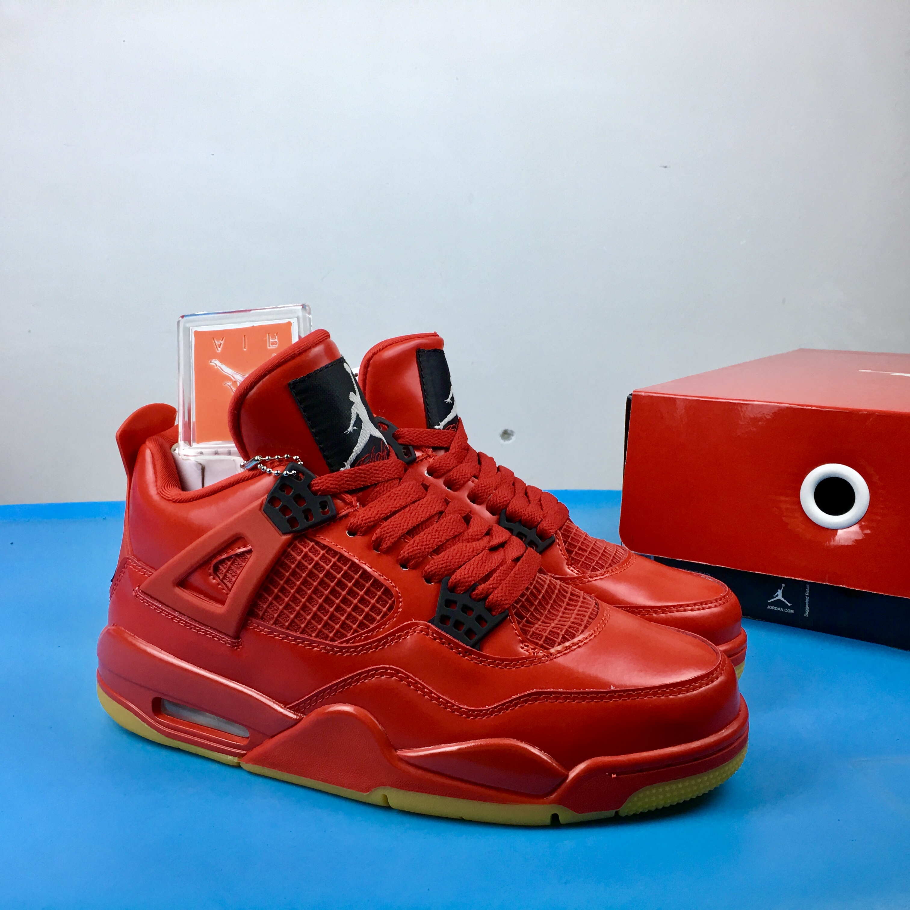 Air Jordan 4 Singles Day All Red Gum Sole Shoes